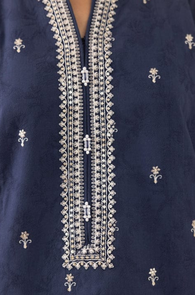 Dhanak-3PC Embroidered Shirt with Digital Printed Wool Shawl - 3511