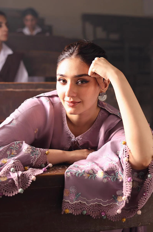 Dhanak-3PC Embroidered Shirt with Chiffon Embroidered Dupatta - 3557