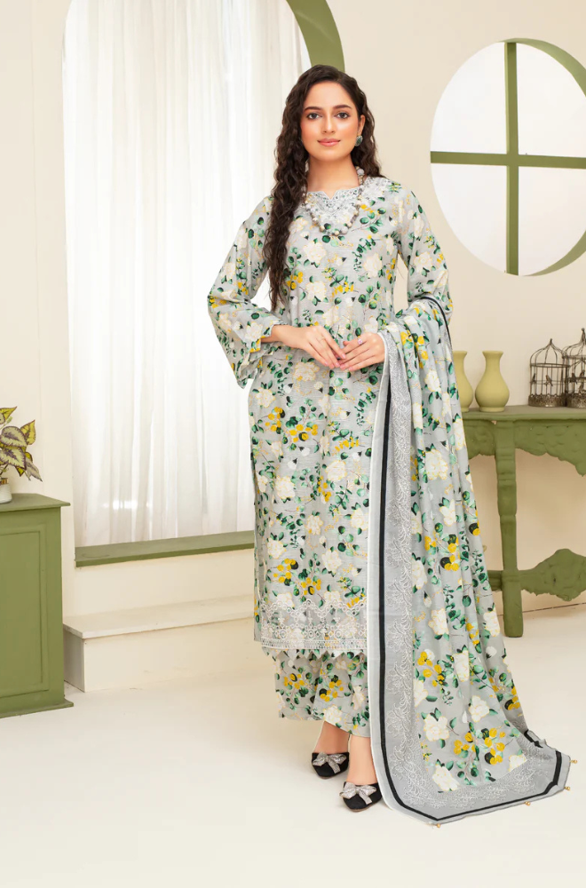 CREATION KHADDAR 3PC WITH KHADDAR PRINTED SHIRT & TROUSER-915