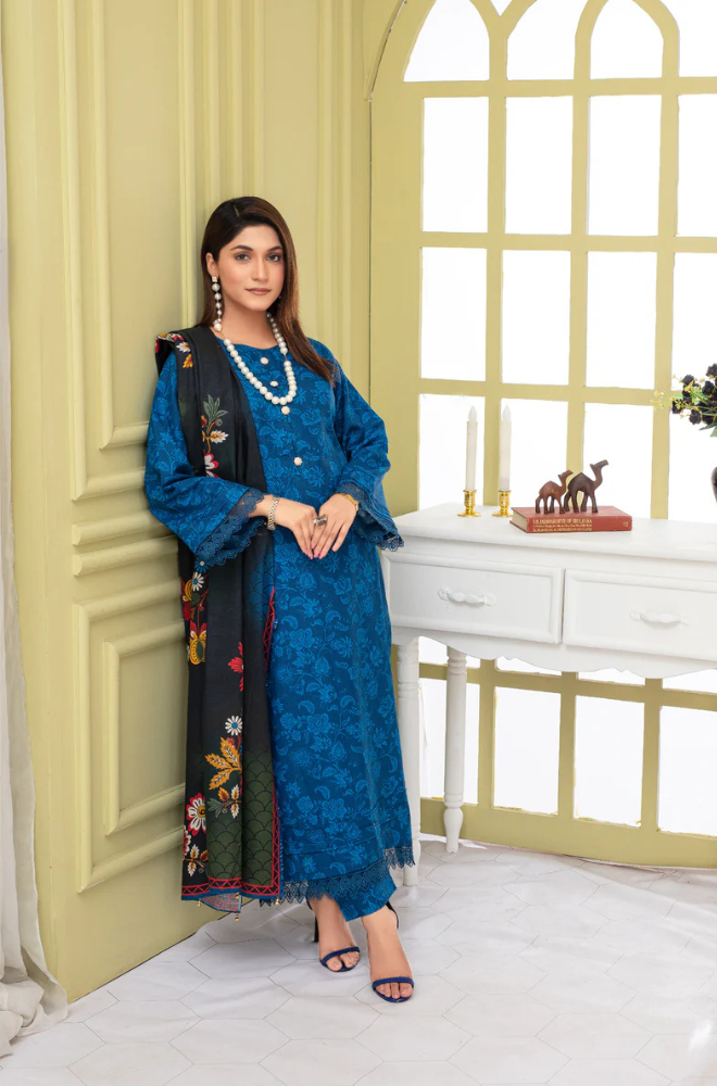 CREATION KHADDAR 3PC WITH KHADDAR PRINTED SHIRT & TROUSER-909