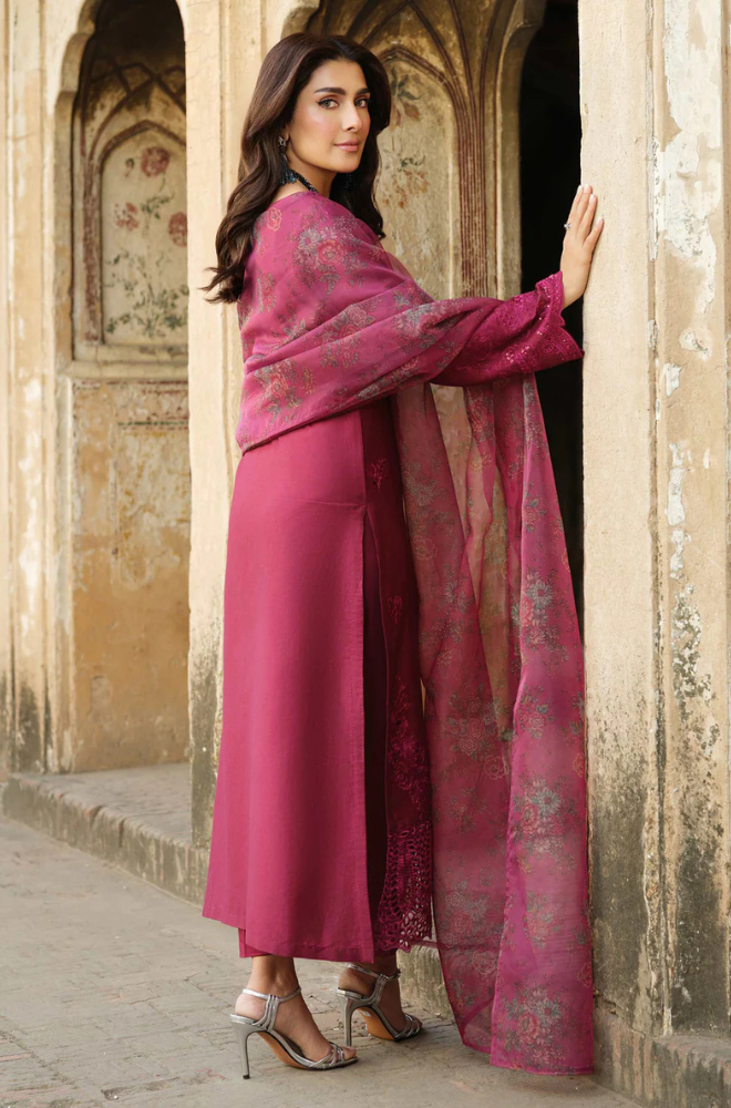 Lawn-3PC Embroidered Shirt with Organza Digital Printed Dupatta-1412