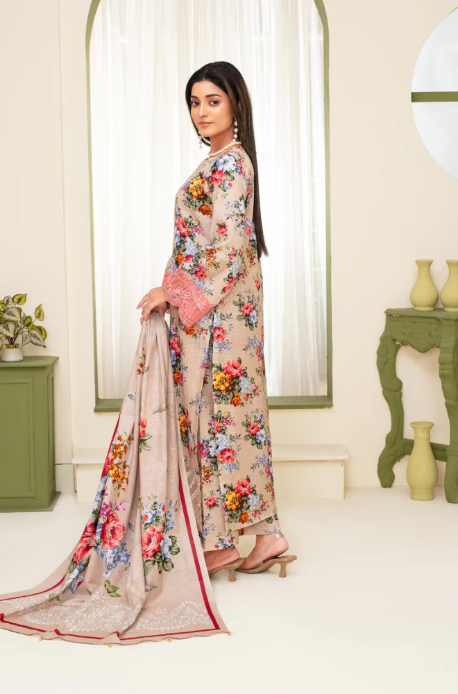 CREATION KHADDAR 3PC WITH KHADDAR PRINTED SHIRT & TROUSER-913