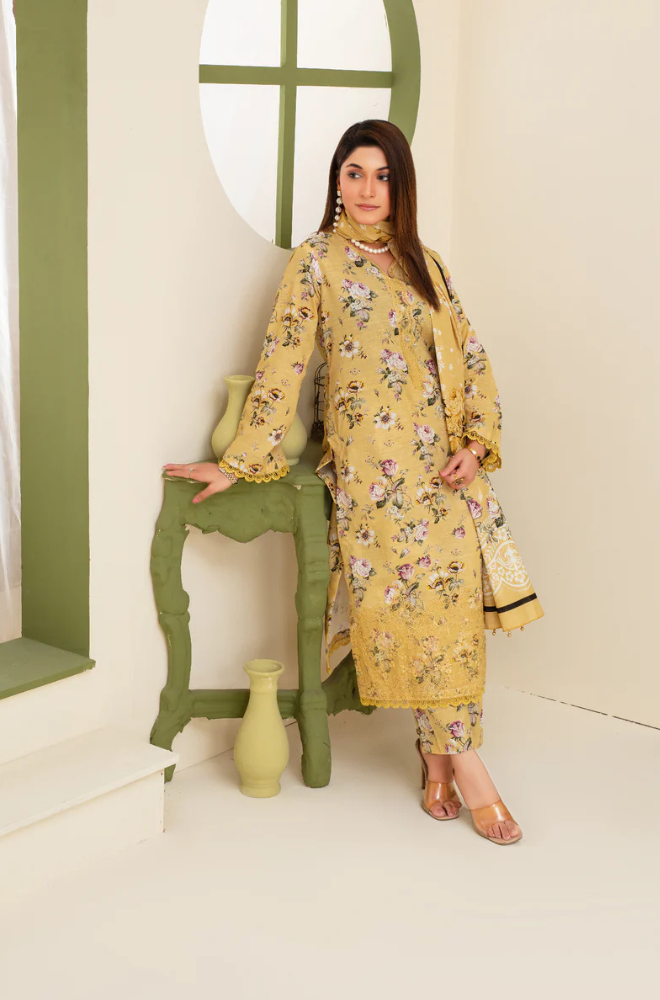 CREATION KHADDAR 3PC WITH KHADDAR PRINTED SHIRT & TROUSER-912