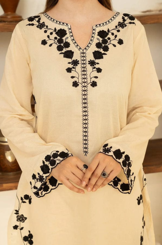 Dhanak-3PC Embroidered Shirt with Chiffon Embroidered Dupatta - 3510