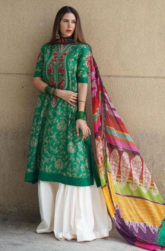 3PC Embroidered With Digital Printed Wool Shawl-216