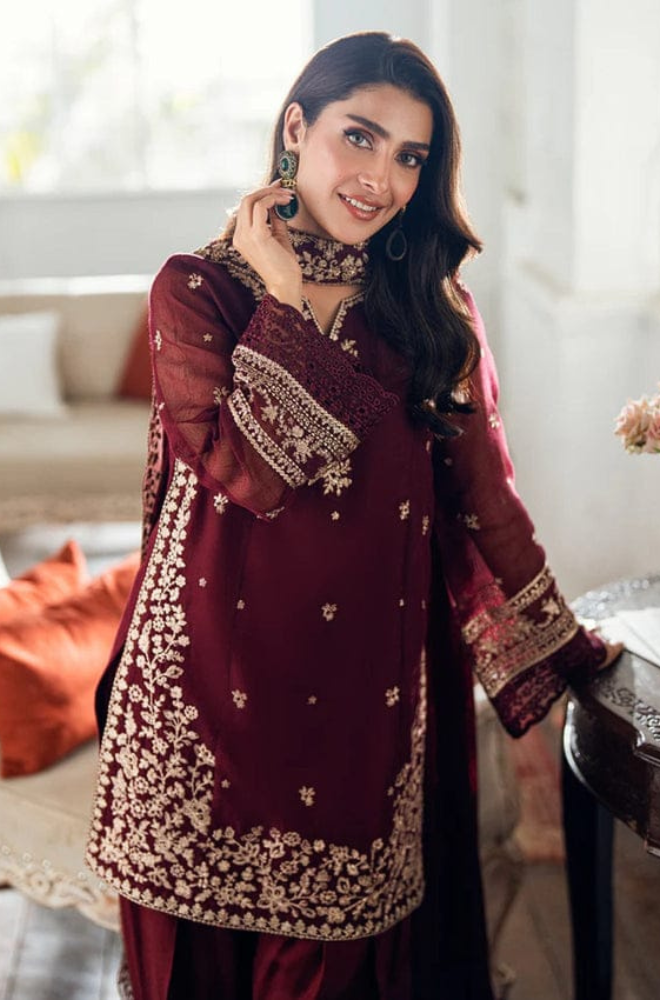 Dhanak-3PC Embroidered Shirt with Dhanak Embroidered Dupatta - 3524