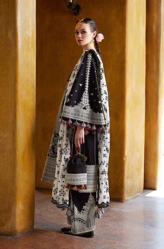 Lawn-3PC Embroidered Shirt with Organza Embroidered Dupatta-1372