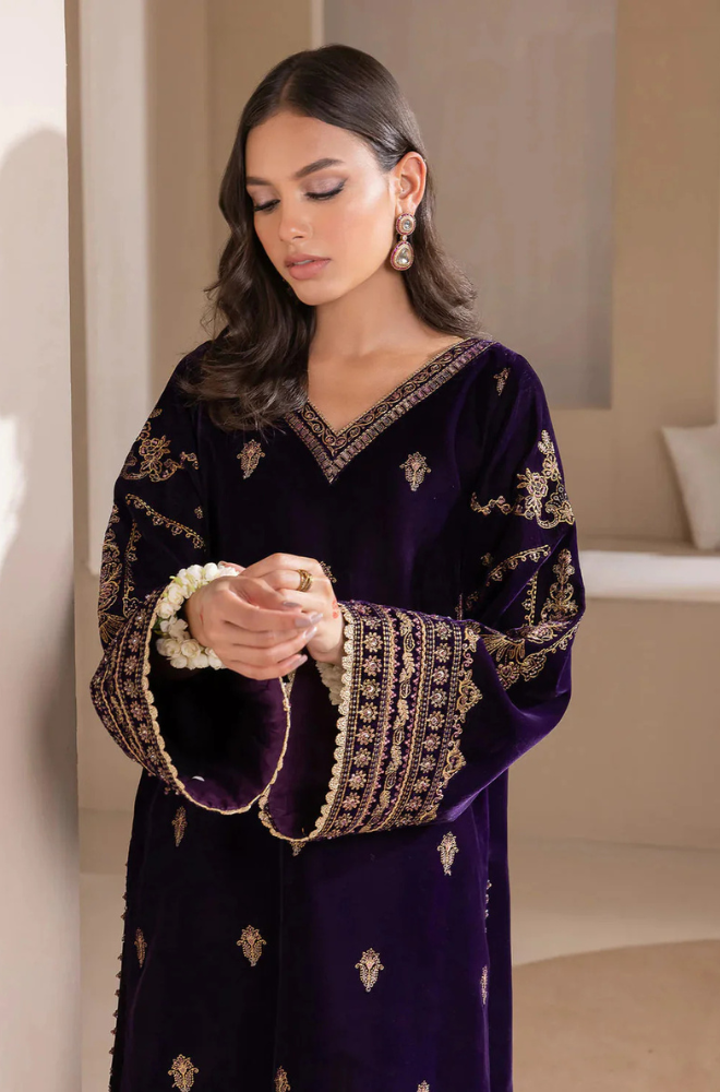 Velvet-3pc Embroidered with Organza Embroidered Dupatta-953
