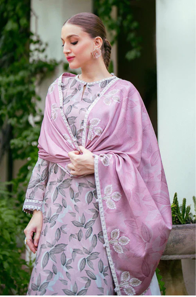3PC-Printed Lawn Zarri Shirt With Voile Printed Dupatta-1522