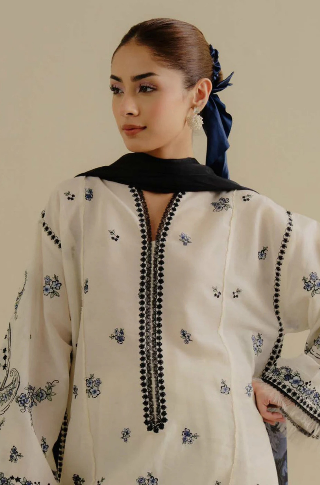 Lawn-3PC Embroidered Shirt with Digital Printed Jacquard Dupatta-1400