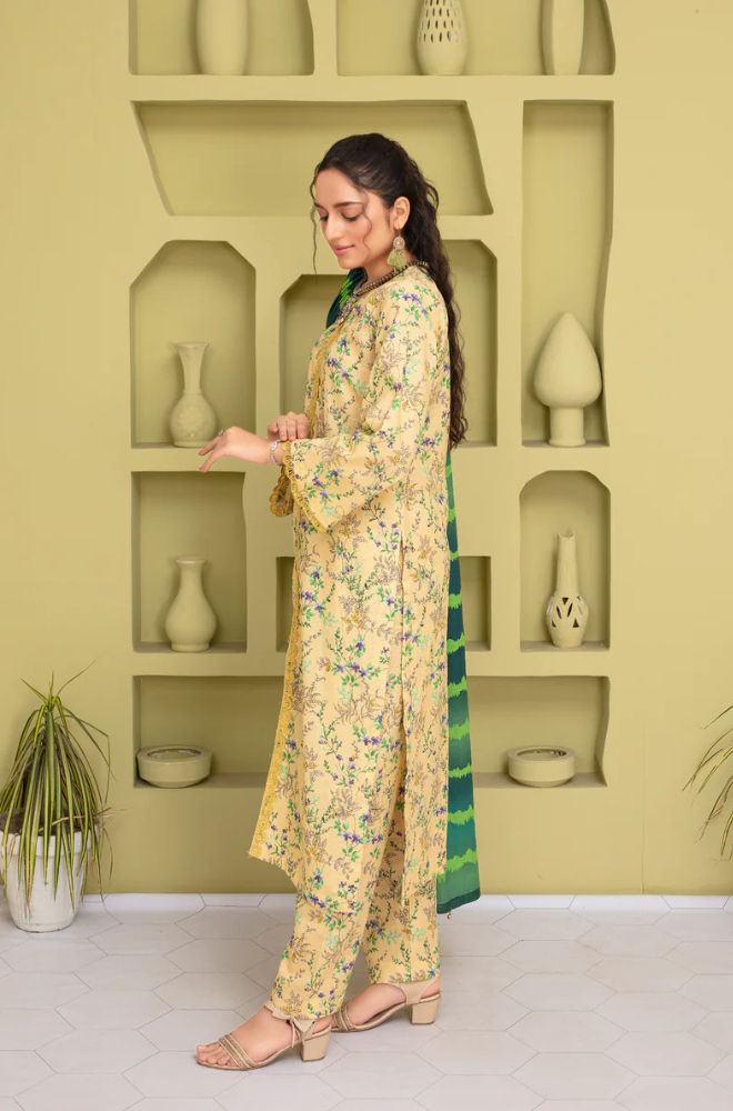 CREATION KHADDAR 3PC WITH KHADDAR PRINTED SHIRT & TROUSER-901