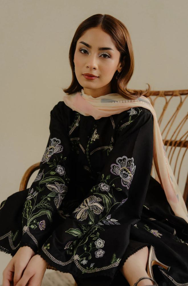 Lawn-3PC Embroidered Shirt with Digital Printed Jacquard Dupatta-1384