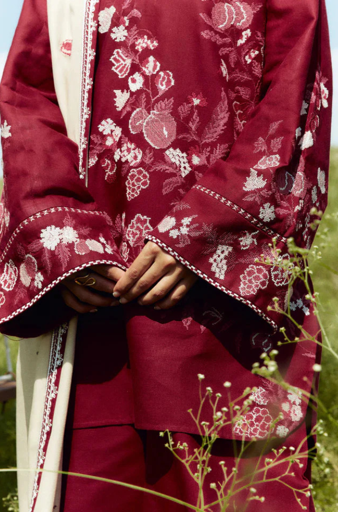 3PC Dhanak Embroidered Shirt With Digital Printed Shawl-282