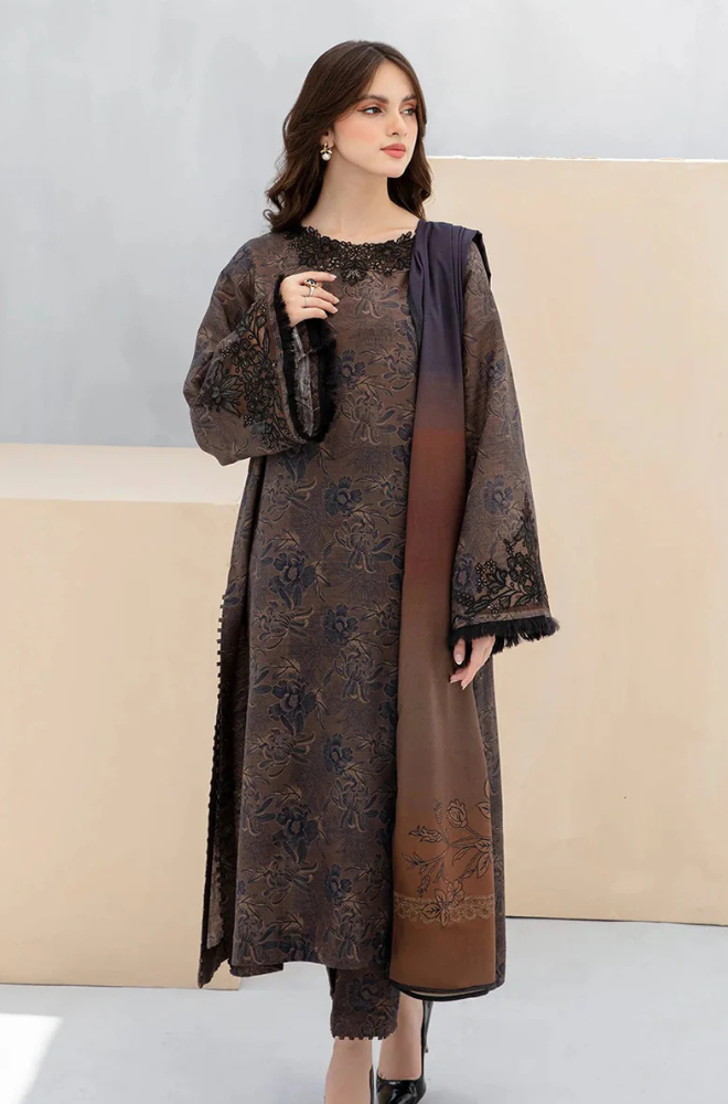 BAROQUE 3PC KARANDI PRINTED SHIRT WITH KARANDI PRINTED DUAPTTA AND TROUSER-804