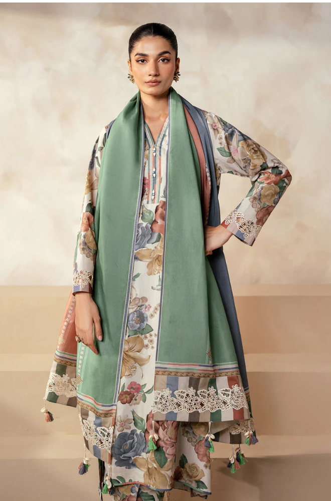 BAROQUE 3PC KARANDI PRINTED SHIRT WITH KARANDI PRINTED DUAPTTA AND TROUSER - 1705