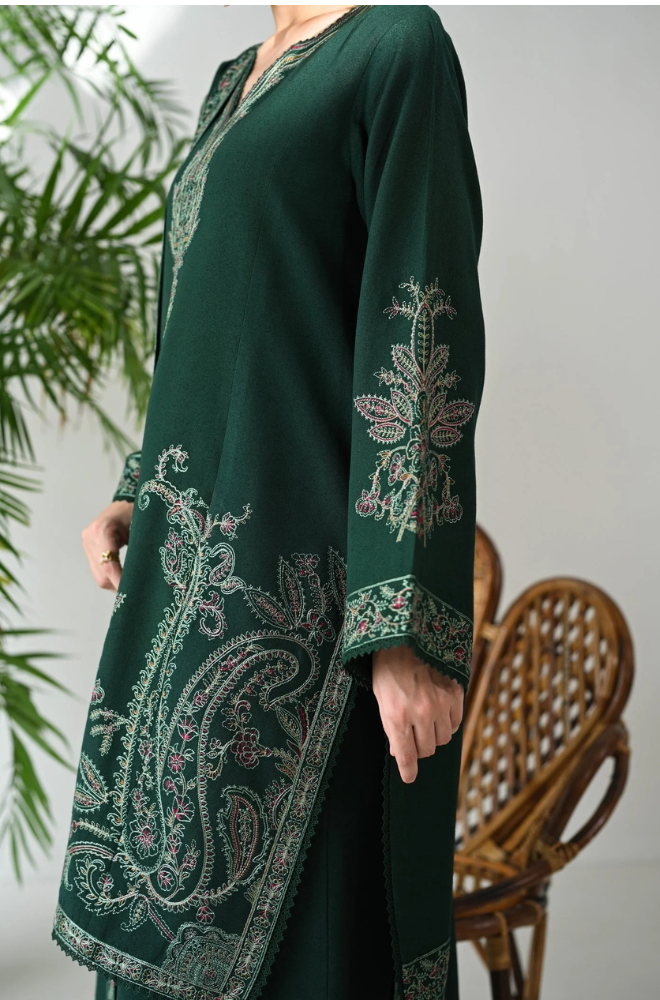 Dhanak 3PC Embroidered Shirt with Dhanak Embroidered Dupatta-3523