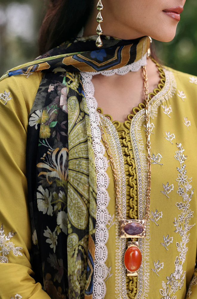 Lawn-3PC Embroidered Shirt with Digital Printed Jacquard Dupatta-1423