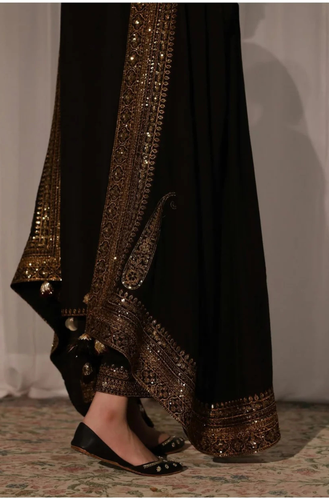 Dhanak-3PC Embroidered Shirt with Organza Sequins Embroidered Dupatta- 3373