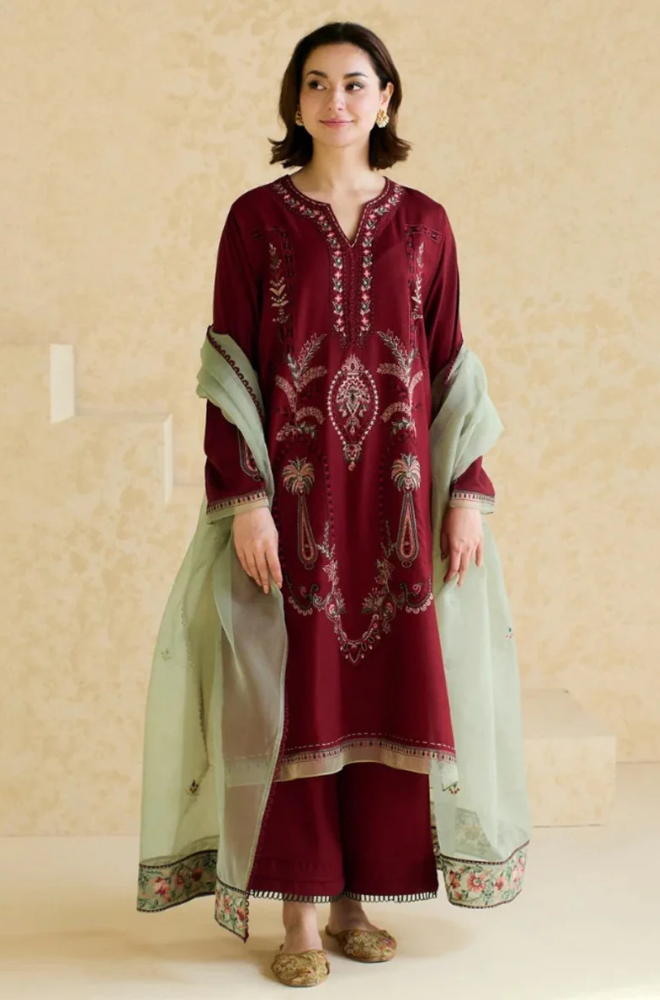 Lawn-3PC Embroidered Shirt with Organza Embroidered Dupatta-1425