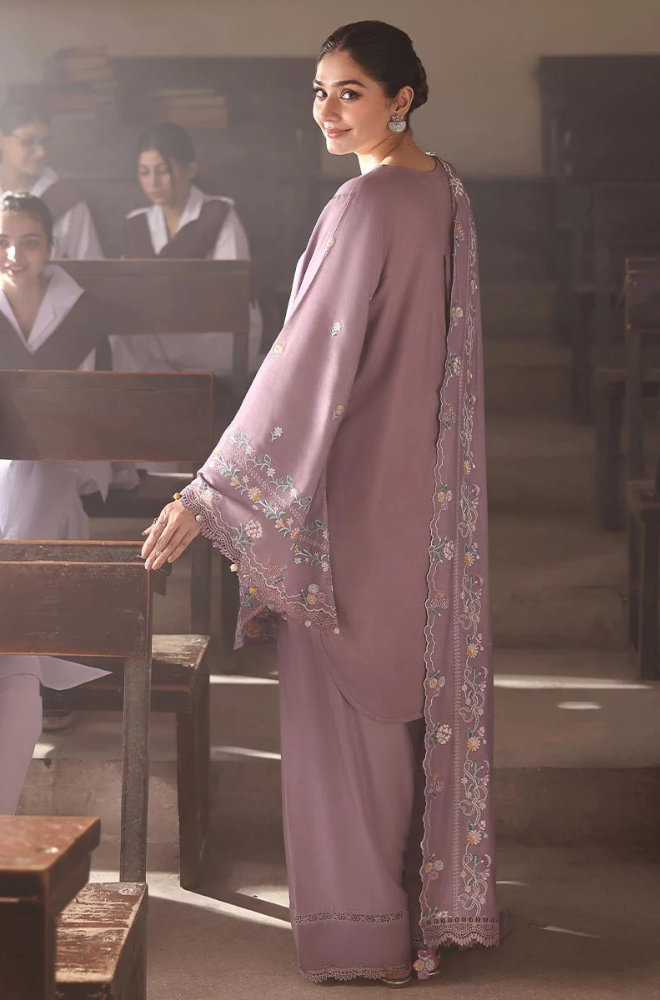 Dhanak-3PC Embroidered Shirt with Chiffon Embroidered Dupatta - 3557