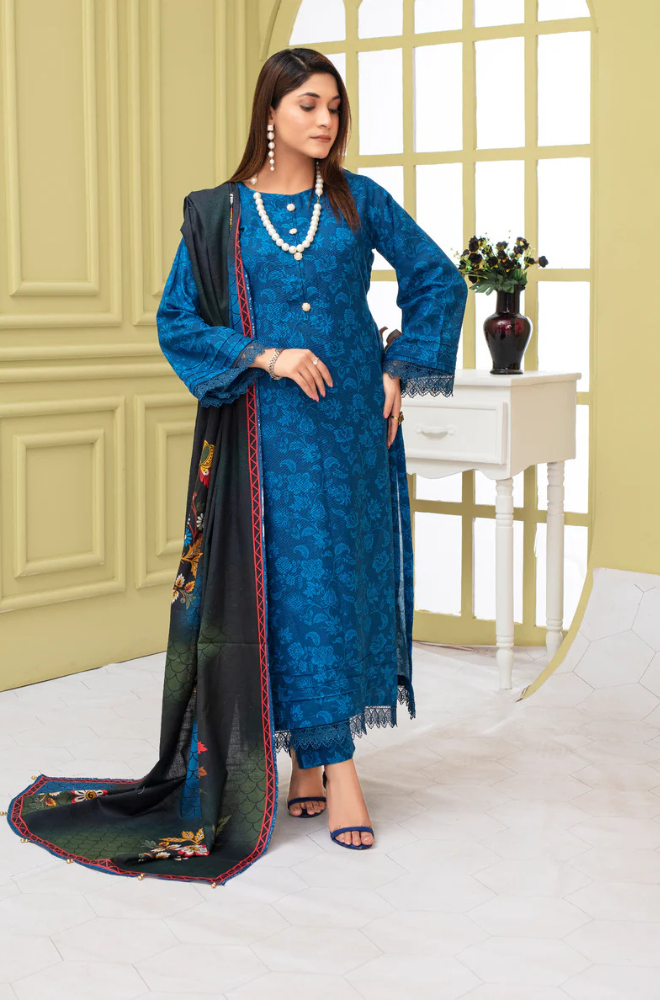 CREATION KHADDAR 3PC WITH KHADDAR PRINTED SHIRT & TROUSER-909
