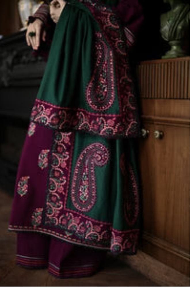 Dhanak 3PC Embroidered Shirt with Dhanak Embroidered Dupatta-3563