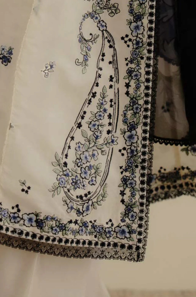 Lawn-3PC Embroidered Shirt with Digital Printed Jacquard Dupatta-1400