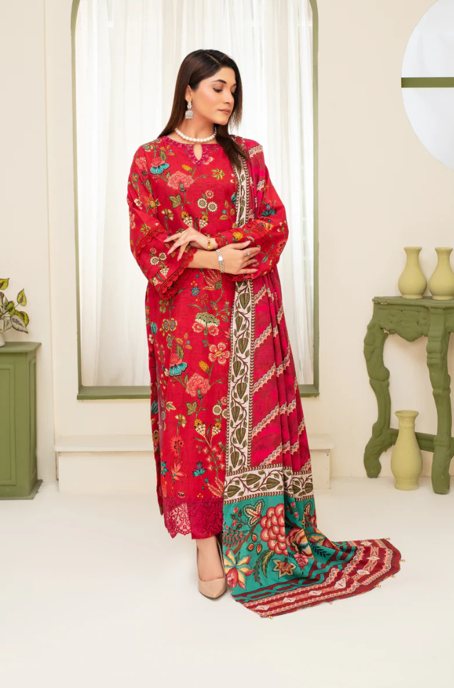 CREATION KHADDAR 3PC WITH KHADDAR PRINTED SHIRT & TROUSER-907