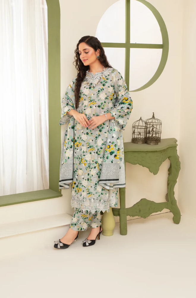 CREATION KHADDAR 3PC WITH KHADDAR PRINTED SHIRT & TROUSER-915
