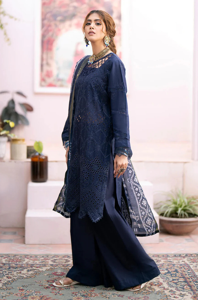 3PC Chikankari Dhanak Embroidered With Digital Printed Wool Shawl-118